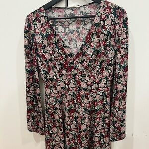 Elegant Floral V-Neck Dress
